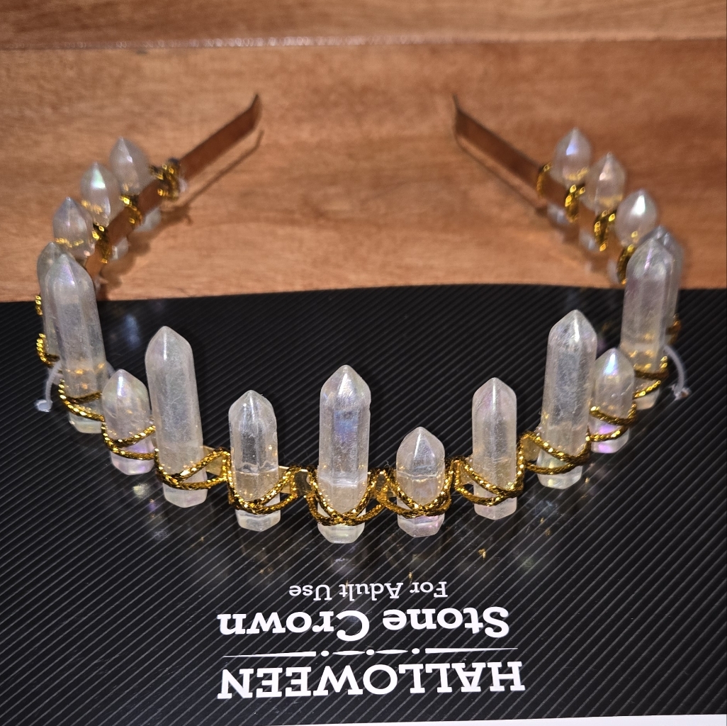 Princess Crown, Gold And Clear Stones, Halloween Accessory , Stone Crown